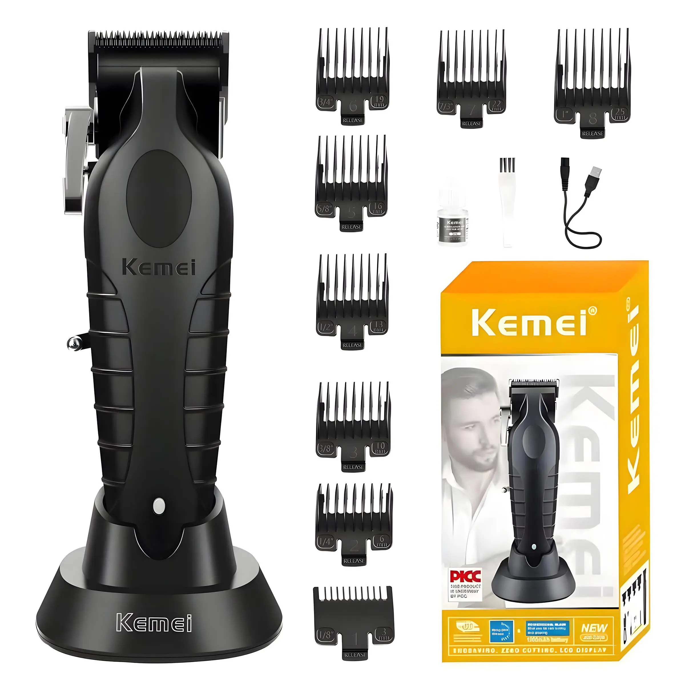 Km2296 Professional Hair Clipper for Men, USB Rechargeable Corded/wireless Trimmer Set, Portable Grooming Kit for Home & Travel Use, Hair Clippers