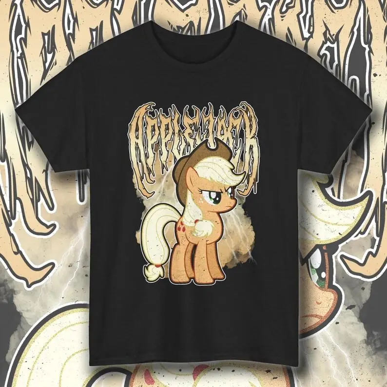 Applejack My Little Pony Metal Shirt, Goth Punk Tee Death Metal Halloween Gift, Unisex T-Shirt All Sizes Womenswear Crewneck