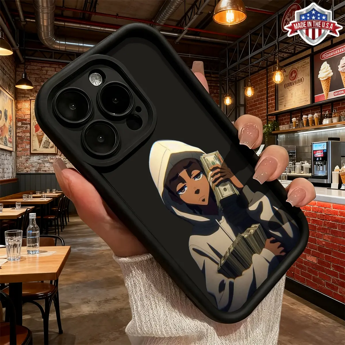 Cool Cartoon Anime Money Design Silicone Smartphone Case for iPhone 17,16,15,14 Pro Max,13,12,11,XR,XS Plus - Air Shockproof, Anti-Drop, Slim Lightweight TPU Cover for Cellphone Accessories with Safety Protection, Iphone 16 Plus