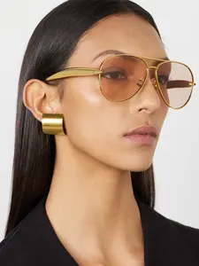 Elegant Women's Metal Aviator Sunglasses for Beach Vacation and Daily Wear, Uv400 Protection and Stylish Design for All Seasons, Modern Trendy Sunglasses, Classic Aviator Sunglasses