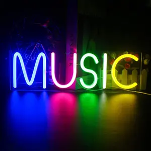 MUSIC Neon Sign Night Light with On/Off Switch USB Powered for Gifts Gaming Room Bedroom Party Home Decor