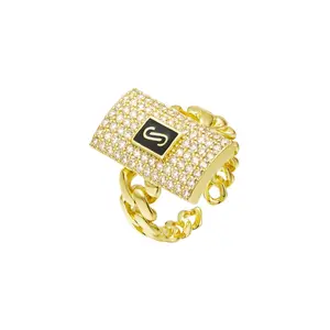 14K Gold Plated S Ring For Women Men Monaco Style adjustable size