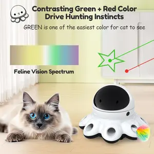 Cat Laser Toy, 2-in-1 Interactive Automatic Motion Activated Moving 8 Holes Whack A Mole Feather, USB Rechargeable Electronic Smart Sensor Kitten Toys for Indoor Exercise