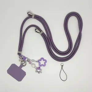 Cute Star Beaded Phone Strap, Acrylic Star Pendant, Multicolor Phone Lanyard, Portable Phone Chain, Cell Phone Charm, Bag Accessory, ID Badge Holder