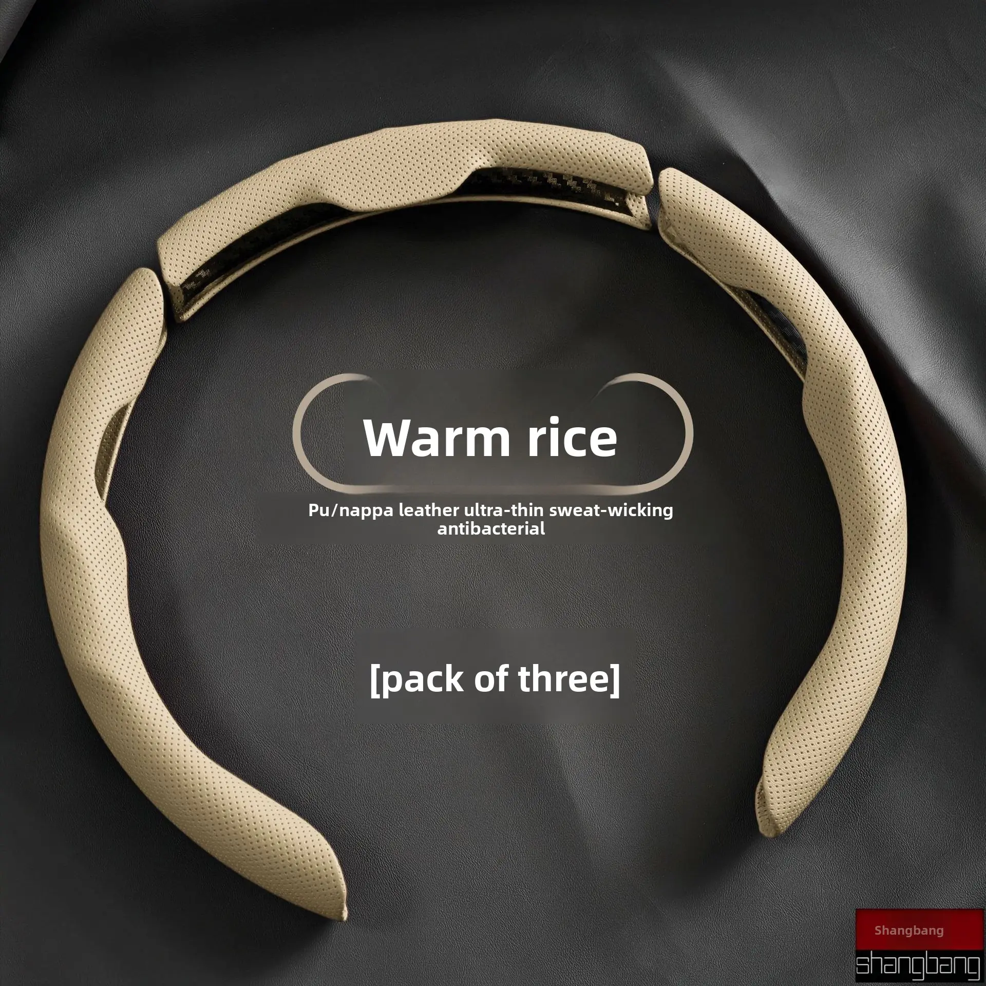 Car Nappa Leather Steering Wheel Cover for Men and Women, All-Season Universal, Non-Slip, Sweat-Absorbent, Wear-Resistant, Perforated