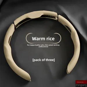 Car Nappa Leather Steering Wheel Cover for Men and Women, All-Season Universal, Non-Slip, Sweat-Absorbent, Wear-Resistant, Perforated