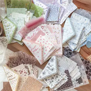 2 types, 1 set 156 sheets simple double sided decorative paper, featuring fresh floral flower patterns, vintage simple style, non sticky paper, DIY journal decoration scrapbook material paper