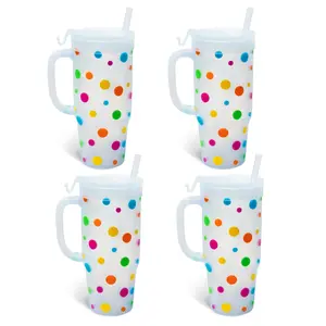 Silipint 32oz Silicone Humbler – 4-Pack Silicone Handle Tumbler with Silicone Straw  | Unbreakable, LFGB-Certified, BPA-Free, Dishwasher Safe, Kitchenware, Travel Friendly, Reusable