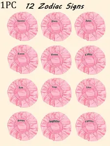 1PC Unisex“12 Zodiac Signs”Print Extended Hair Hat,Long Sleep Cap for Women, Soft Satin Brimmed Hair Bonnet with Elastic Band, Night Sleep Head Cover,Breathable Hair Protection Cap for Curly Hair