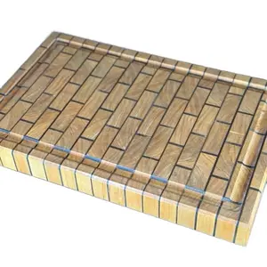 Cutting Board - End Grain - Elegantly Crafted Cherrywith Black Walnut Brick Pattern Wooden