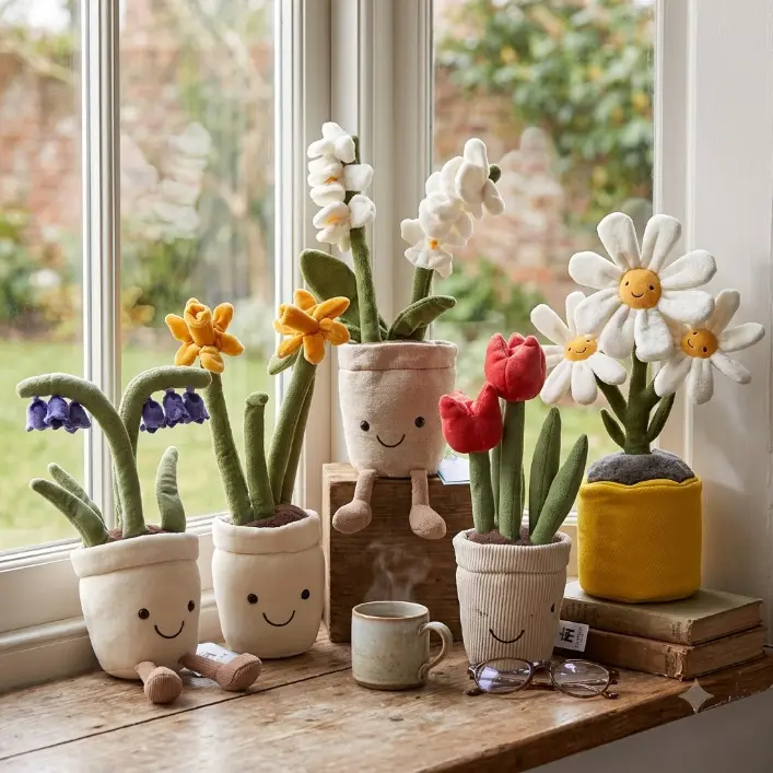 Jellycat Bluebell Plush, Potted Flower Stuffed Animal, Cute Kawaii Plushie, Cuddly Collectible Toy, Desktop Decor & Gift for Plush Lovers