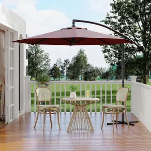 10FT Cantilever Patio Umbrella with Cross Base, Large Offset Outdoor Sun Shade for Backyard Garden Deck Pool, Infinite Tilt & Easy Crank Lift, UV-Resistant Fade-Resistant Waterproof Durable Ventilated Canopy