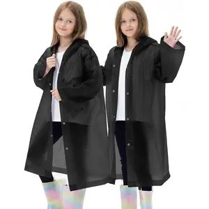 2 Pack Reusable Waterproof EVA Emergency Raincoat Rain Ponchos One Size Rain Jacket for Children, Boys and Girls