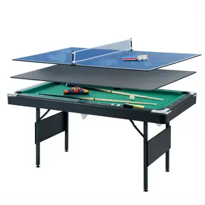 Multi-Game Table 6-in-1 Foldable Design, 63.8 Inch Pool Table, Ping Pong & Board Game Center for Home, Office & Family Entertainment
