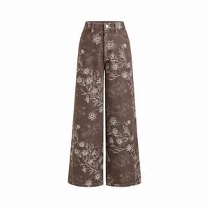 Cider Cotton-blend Low Rise Floral Wide Leg Trousers