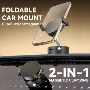 Foldable Magnetic Phone Mount with 360° Rotation & Adjustable Extension, Vacuum Suction Anti-Shake & Secure Hold, Portable Car Phone Holder for Multiple Vehicles & Scenarios