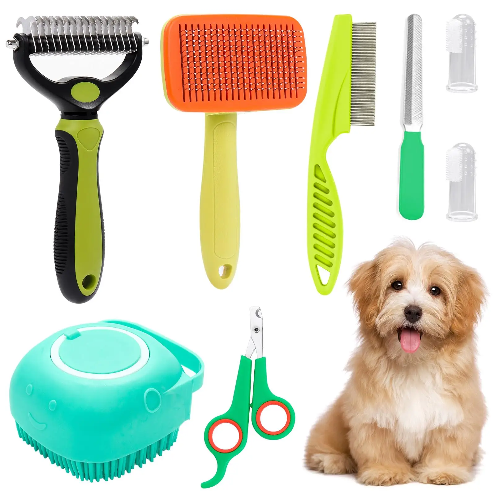 Pet Grooming Brush Set, 8 Counts/set Pet Hair Removal Comb, Pets Hair Detangling Brush, Pet Hair Removal Tool, Dog & Cat Grooming Supplies, Dog Stuff,