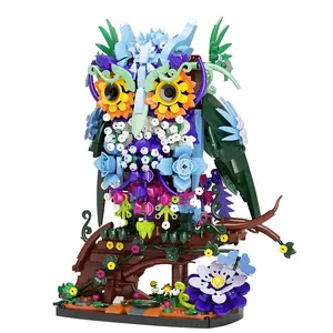 Nidonu-Floral Owl Toy Building Sets,Creative Flower & Animal Model Set,Collectible Display Model,Valentine's Day Birthday Gifts Toys for Adults and Kids