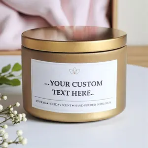 Personalized Scented Candle with Custom Text Flower Soy Wax Candle in a Gold Tin Custom Birthday Gift for Her Valentines day Mothers Gift