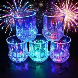 Set of 2/4 LED Color Changing Glow Cups, Liquid Activated Party Wine & Cocktail Tumblers, 7 oz Automatic Flashing Glasses for Bar, Nightclub, Wedding & Birthday Celebration
