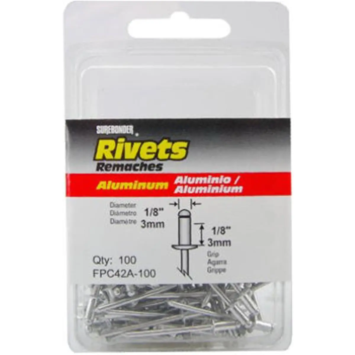 FPC FPC42A-100 Surebonder 100 Pack Short Aluminum Rivet