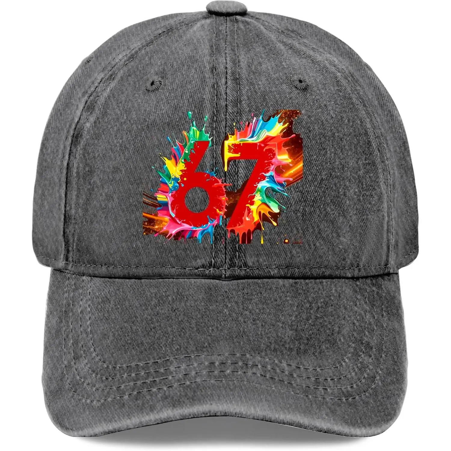67 Six Seven 6 7 Meme Design Funny 6 7 Hats for Mens Vintage Washed Distressed