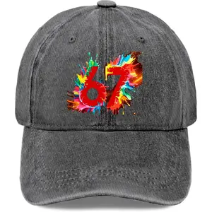 67 Six Seven 6 7 Meme Design Funny 6 7 Hats for Mens Vintage Washed Distressed