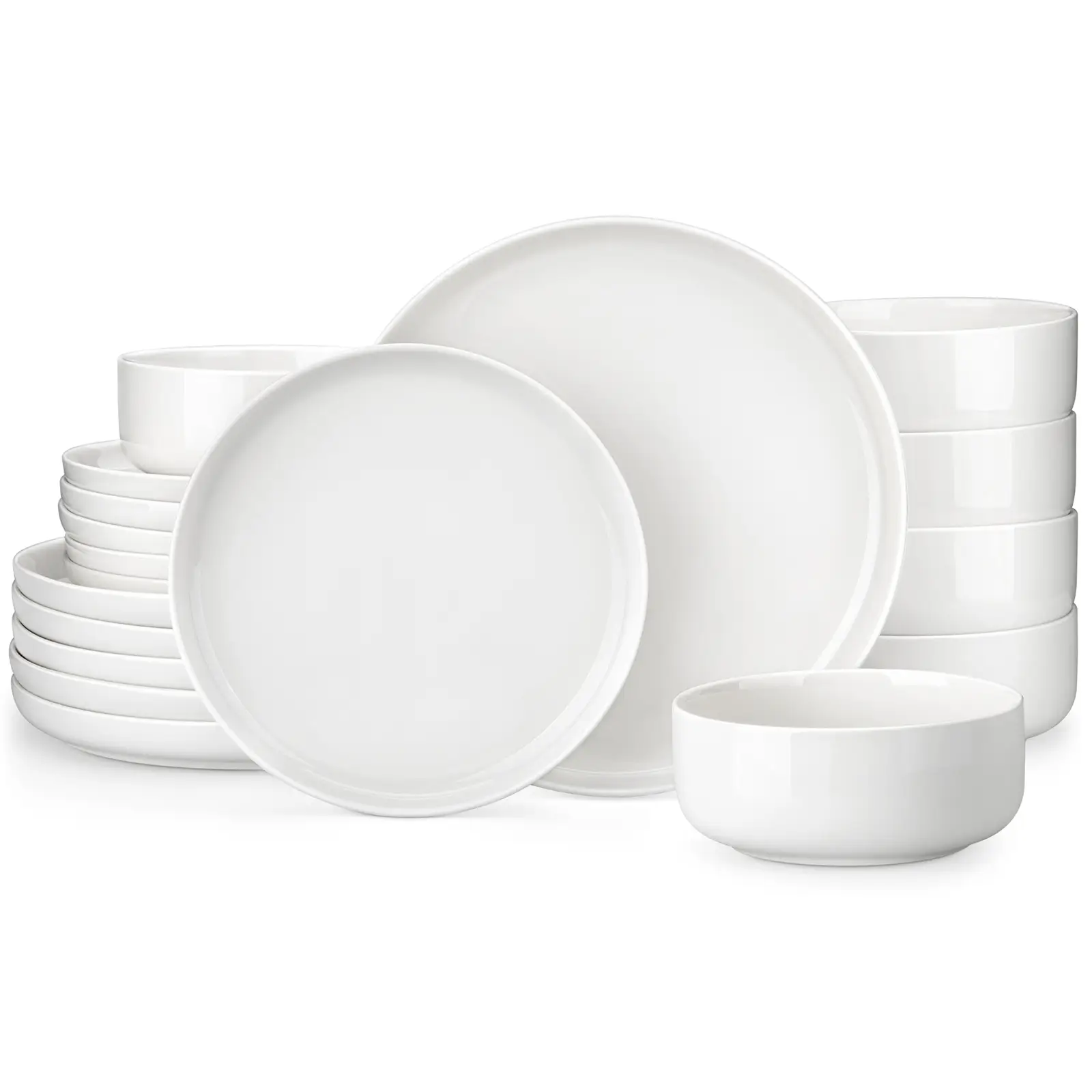 MALACASA Gourmet Porcelain Dinnerware Sets,Dish Set for 6,Premium Serving Plates and Bowls Sets for Dessert, Salad,Soup,Pasta,Series LUNA