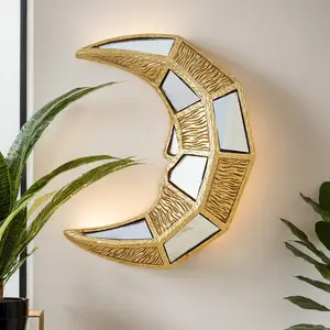 Creative Crescent Moon Shaped Wall Mirror, Arched Mirror, Home Decorative Mirror, Modern Wall Hanging Decor, Wall Decor for Home Living Room Bedroom, Home Decor, Room Decor
