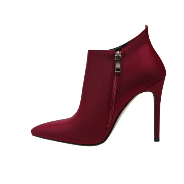 Burgundy Ankle Booties | Burgundy Pointed Toe Stiletto Ankle Bootie - Melba