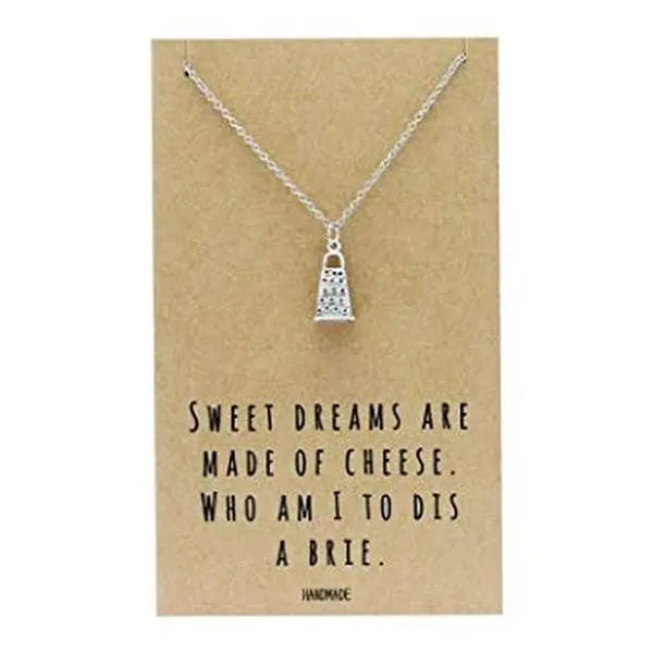 Quan Jewelry Gifts for Mom, Funny Gifts, Cheese Grater Necklace on Funny French Quote Card, Birthday, Valentines Presents
