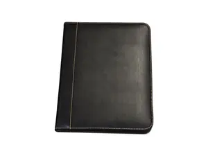 Samsill 71710 Contrast Stitch Leather Padfolio, 8 1/2 X 11, Leather, Black