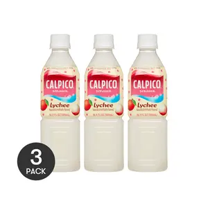 3 Pack Calpico Lychee Non Carbonated Soft Drink 16.9 fl oz - Japanese Lactic Acid Beverage, Refreshing