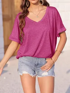Imily Bela Essentials Women's Oversized T Shirts V Neck Short Sleeve Summer Casual Loose Tops Tees Clearance Sale Local