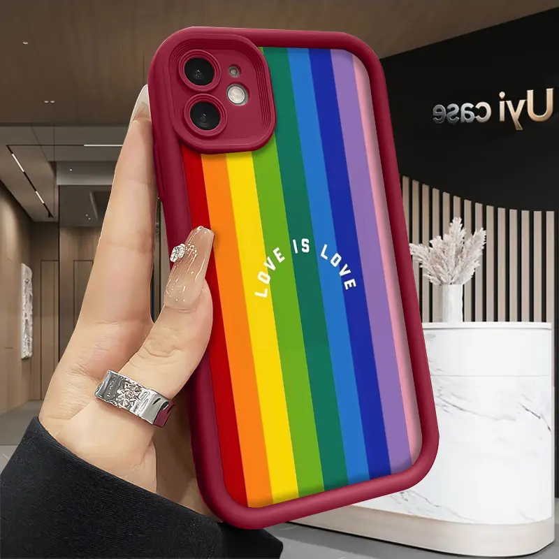 Love Is Love Pride Flag Case for iPhone 17 Air 16 Pro Max 15 Plus 14 13 12 11 X XS Shockproof Soft Silicone Cover with Advanced Fashion Design