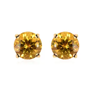 LUXORO AAA  Heliodor 1.60 ctw Solitaire Stud Earrings in 10K Yellow Gold Christmas Gifts