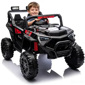24V 400W Kids Ride On Electric UTV Four Wheeler with Parental Remote Control, Four-Wheel Suspension, LED Lights, Portable Handle, Central Control Panel Featuring USB, MP3, Bluetooth & Power Display for Kids Ages 3+