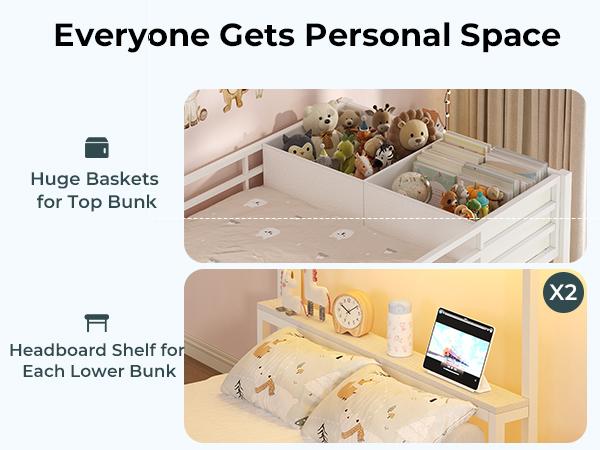 ADORNEVE Triple Bunk Bed with Storage Staircase, RGB Lights & Charging Station, Twin Over Twin, Heavy Duty Metal 3 Bunk Beds with Drawers & Headboard Shelf, Safety Guardrails, for Kids ADORNEVE Triple Bunk Bed with Storage Staircase, RGB Lights & Charging Station, Twin Over Twin, Heavy Duty Metal 3 Bunk Beds with Drawers & Headboard Shelf, Safety Guardrails, for Kids