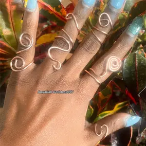 Real Handmade Copper Rings Set of 5 - Small/Adjustable for Women
