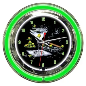 Petro Enterprises GODNC14-12 Olive Party II 14 in. Neon Clock, Decor, Gift, Artwork, Blink