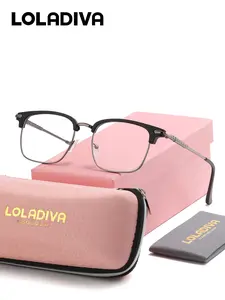 LOLADIVA Unisex Exquisite Practical Full Frame Plano Glasses Square Frame Plano Glasses