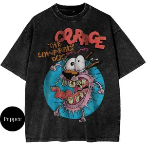 Courage the Cowardly Dog Shirt, Animated Shirt, Vintage Tee, Funny Shirt, Unisex Cotton Crewneck T-Shirt - Medium, Short Sleeve, Casual Streetwear Printed Tee