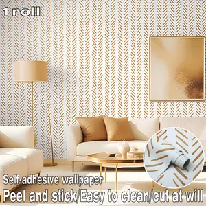 1roll of orange diagonal stripe self-adhesive wallpaper, easy to cut, easy to paste, easy to clean, thickened to prevent show-through. Ideal for wall and furniture decoration in living rooms, kitchens, bedrooms, bathrooms, and more.