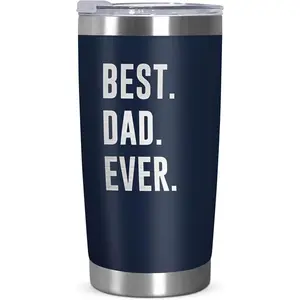 Dad Gifts from Daughter Son - Navy 20 oz Stainless Steel Insulated Coffee Tumbler with Lid - Father Day Gifts for Men Him Husband Who Wants Nothing, Mens Dad Birthday Gift Ideas