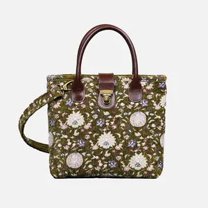 Oriental Floral Tuck Lock Carpet Satchel
