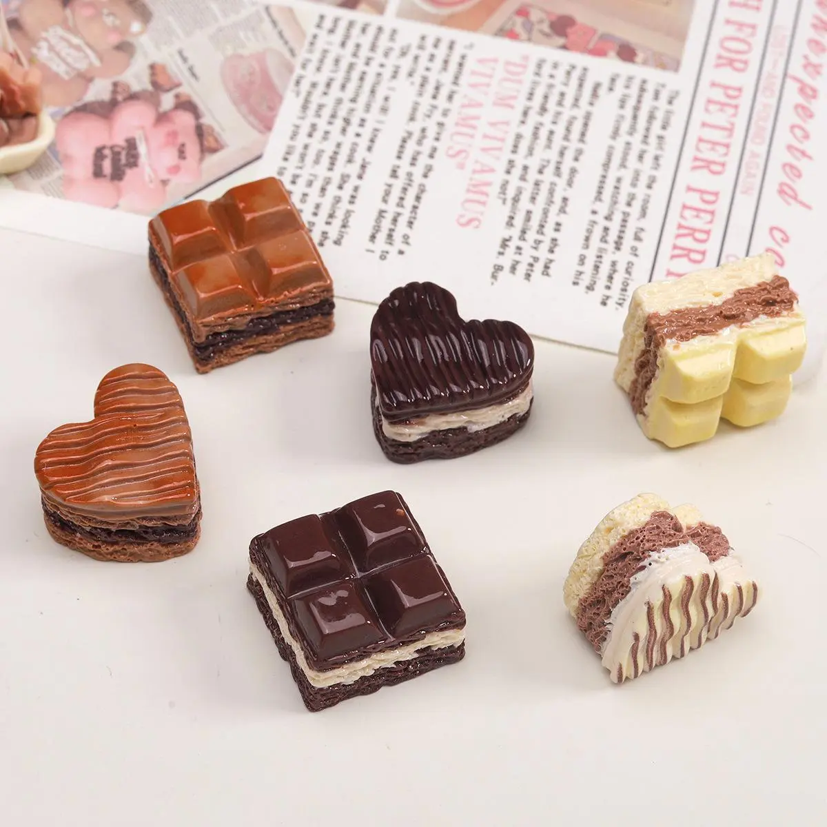 10/100pcs 3D Chocolate Miniature Flat Back Resin Cabochons for Hairpin Scrapbooking DIY Home Decor Craft Accessories