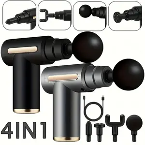 A Portable Electric Fascia Massage Gun, 4 Replaceable Massage Heads, 6-Speed Mode Adjustment, Deep Tissue Impact Muscles, Relieve Muscle Tension, For Body, Back And Neck Massager fitness equipment quiet
