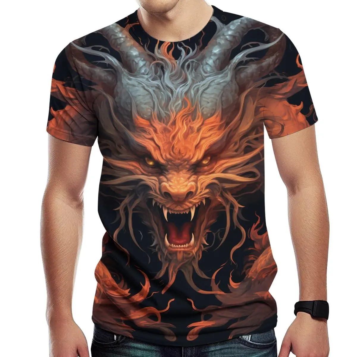 Casual Round Neck T-Shirt for Women, All-Over Printed Shortsleeve Streetwear Style in Soft Breathable Fabric, Tshirt, Lady, Tee, Relaxed, Daily Wear, Soft Fabric, Full Body, Loose-Fitting, Top