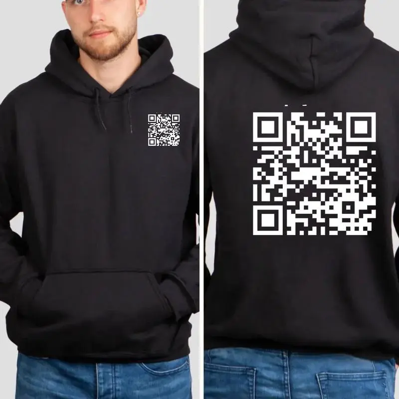 Funny "FU" QR Code Men's Hoodie, Funny Meme 2-Sides T-Shirt, QR Code Sweatshirt A28313