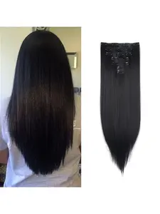 7pcs Women'S Straight Hair Extensions - 24" Long (140g) Clip-In Synthetic Hair with Heat-Resistant Fiber Synthetic Hairpieces